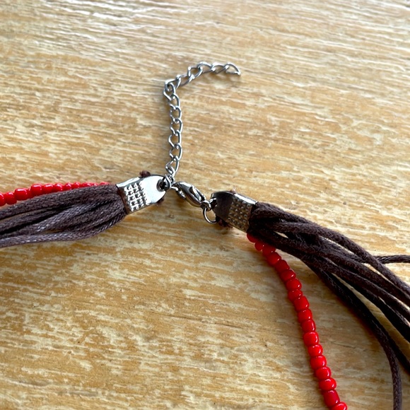 Vintage Boho Bead Necklace - Brown/Red/Blue - Picture 5 of 14